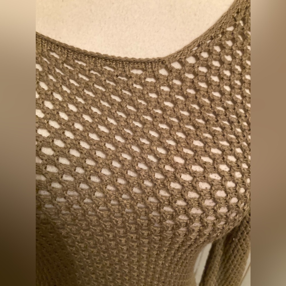 Anthropologie Carmel Crochet Dress Swim Cover Up Long Sleeve Side Slit Dress XS - Picture 9 of 11